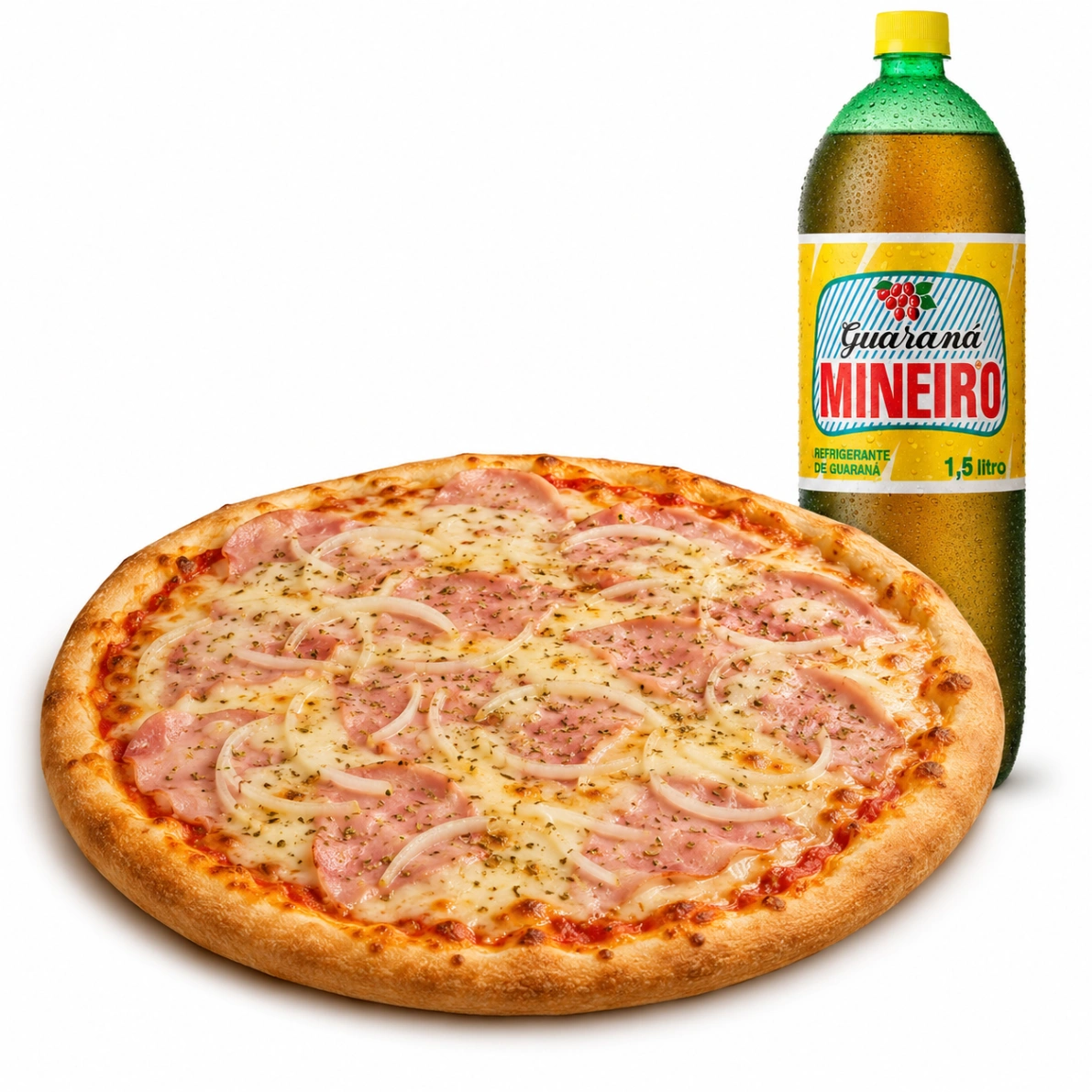 Combo: 1 Pizza Econômica G: Presunto + Guaraná 1,5L