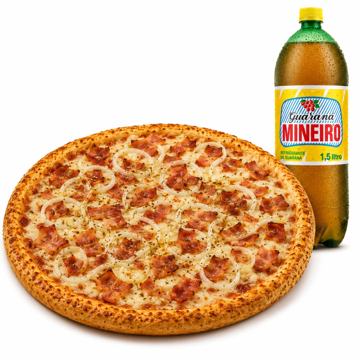 Combo: 1 Pizza Econômica G: Bacon + Guaraná 1,5L
